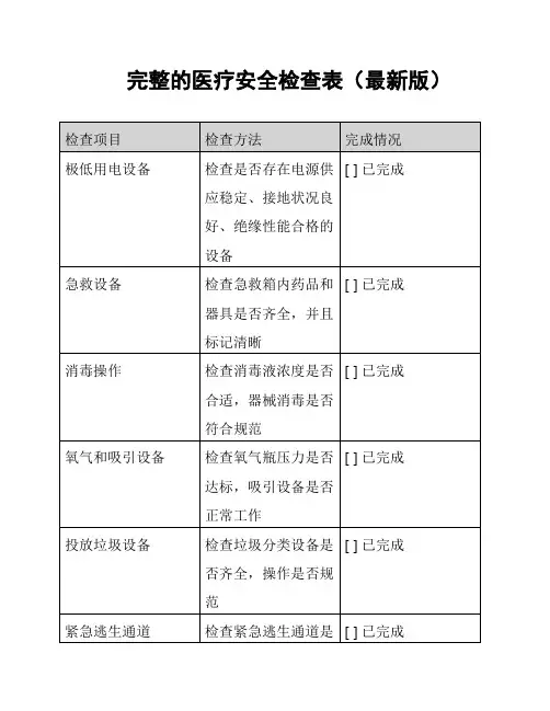 完整的医疗安全检查表(最新版)