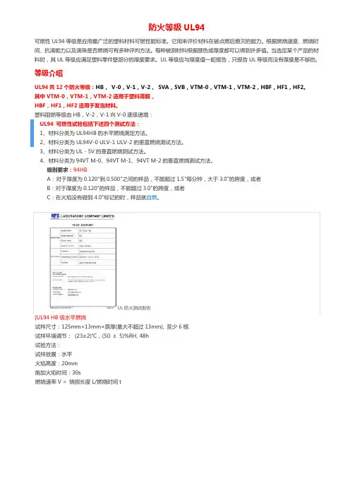 美国UL94阻燃等级测试方法与标准