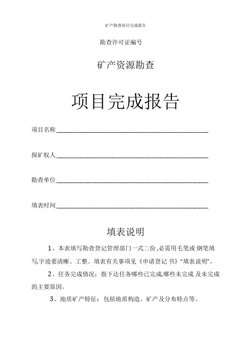 矿产勘查项目完成报告