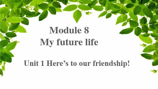 Module 8 Unit 1公开课教学PPT课件(外研版九年级下册)