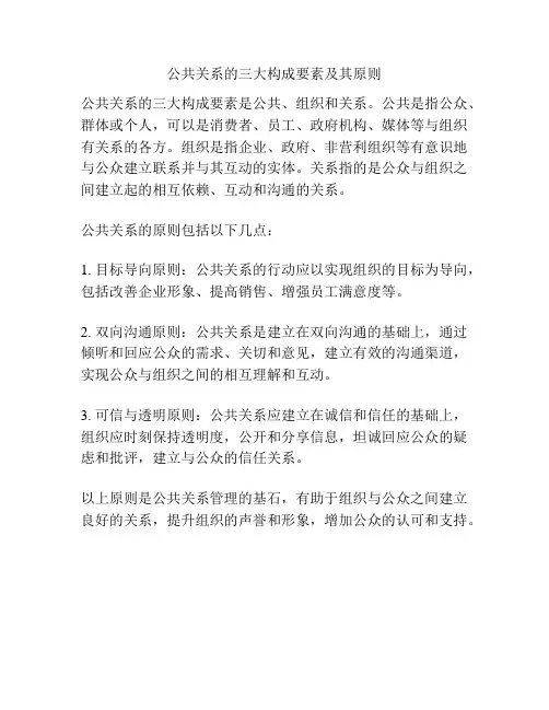 公共关系的三大构成要素及其原则