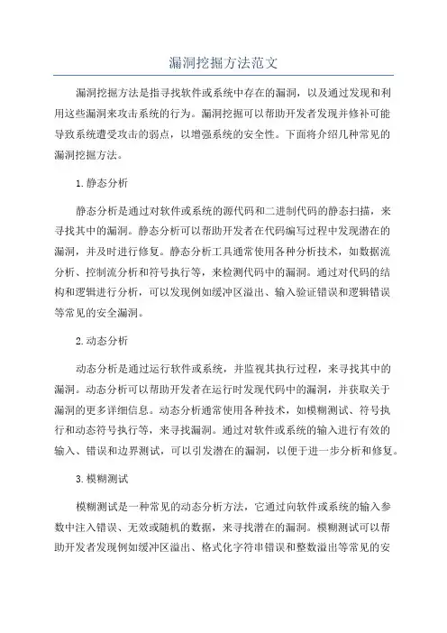 漏洞挖掘方法范文