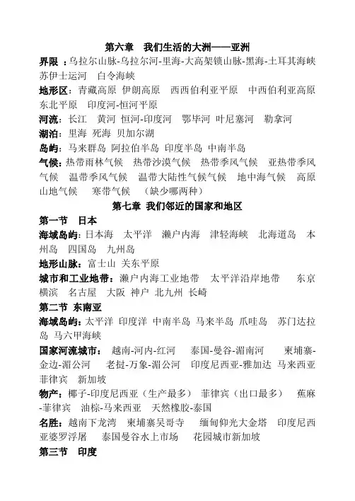 世界区域地理地理名称