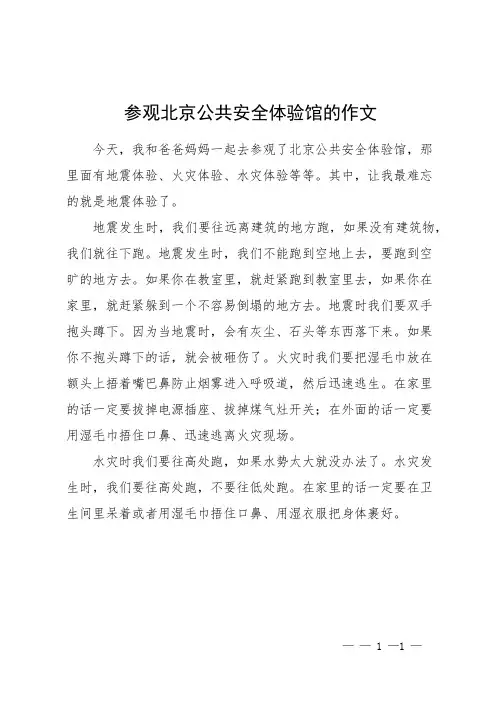 参观北京公共安全体验馆的作文