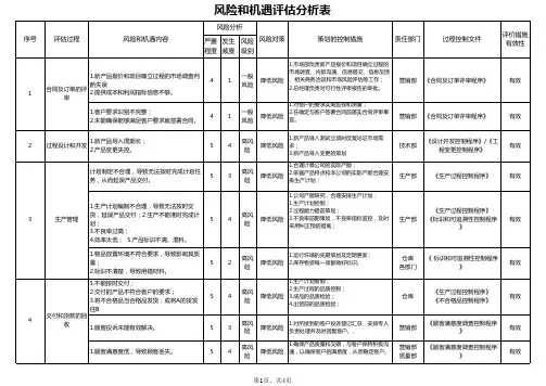 风险和机遇评估分析表