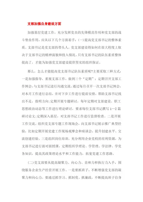 支部加强自身建设方面
