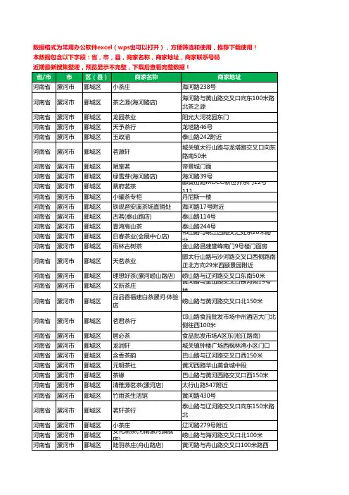 新版河南省漯河市郾城区茶具工商企业公司名录名单大全72家