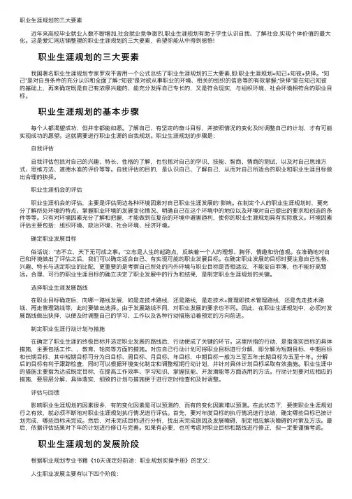 职业生涯规划的三大要素