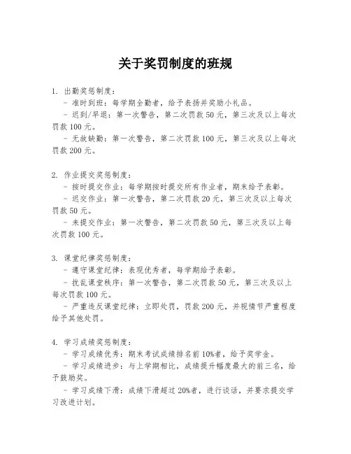 关于奖罚制度的班规
