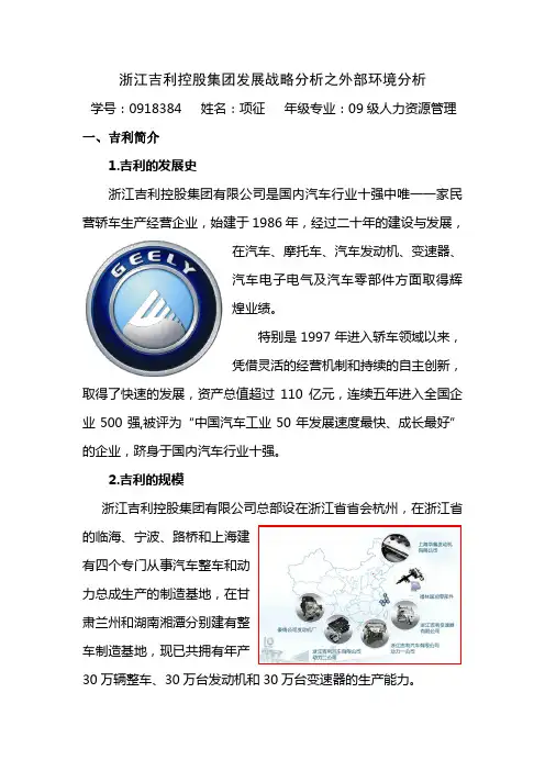 浙江吉利控股集团发展战略分析作业