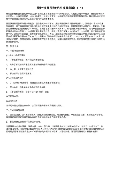 腹腔镜肝胆胰手术操作指南（上）