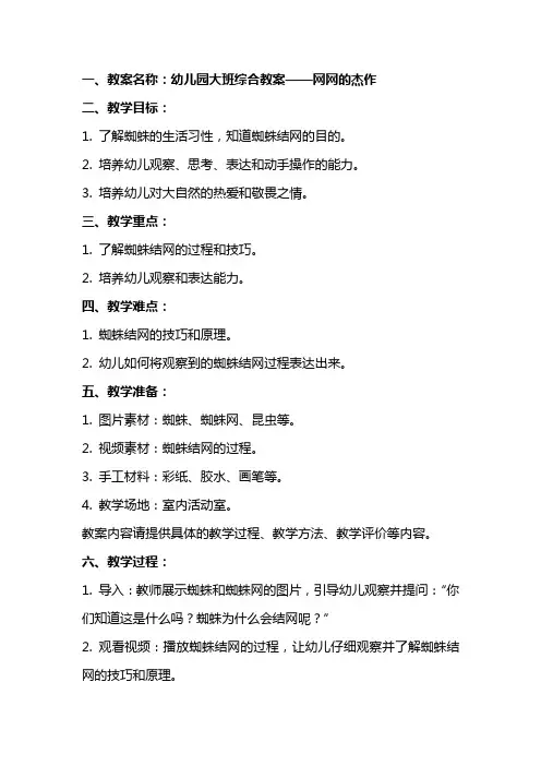 幼儿园大班综合教案网网的杰作
