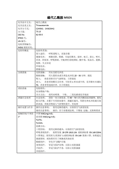 硫代乙酰胺MSDS