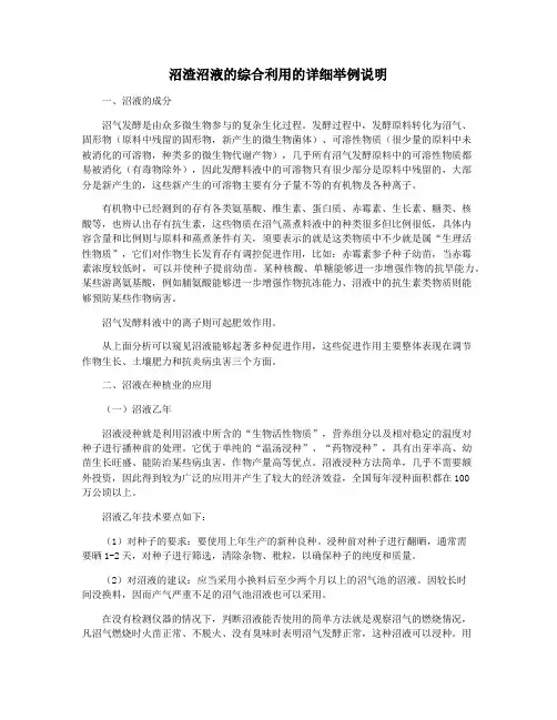 沼渣沼液的综合利用的详细举例说明