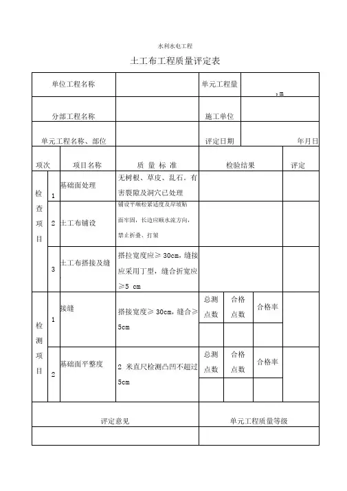 土工布铅丝石笼质量评定表
