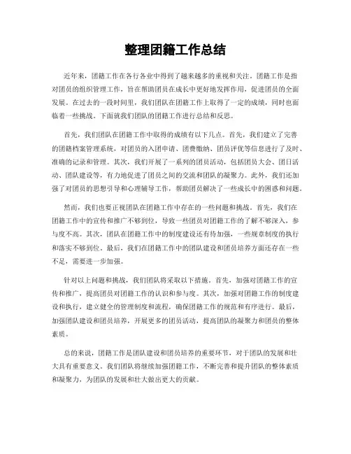 整理团籍工作总结