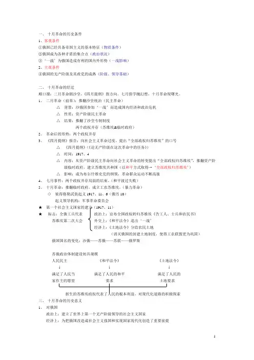 十月革命的历史条件