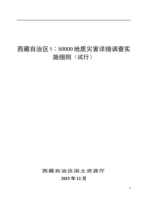 西藏自治区1∶50000地质灾害详细调查实施细则(试行)