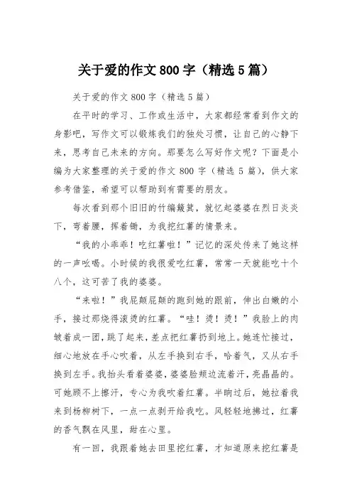关于爱的作文800字(精选5篇)