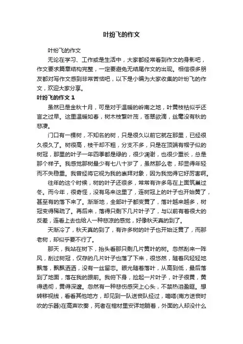 叶纷飞的作文