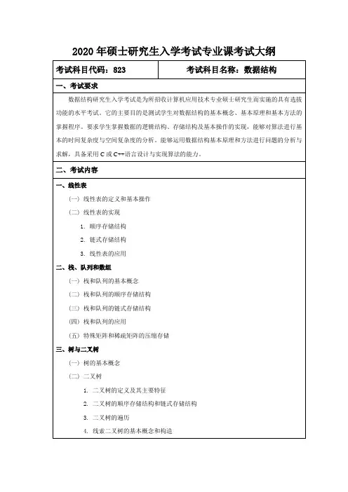 齐齐哈尔大学2020年823-数据结构
