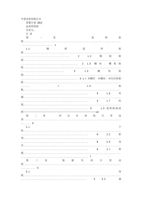 检验计划表