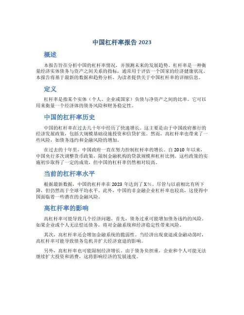 中国杠杆率报告2023