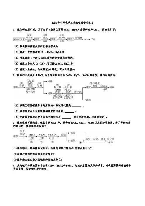 2024年中考化学工艺流程图专项复习