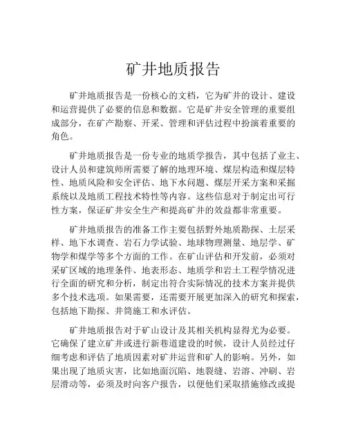 矿井地质报告