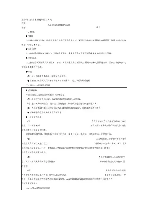 某公司人员需求预测细则与方案