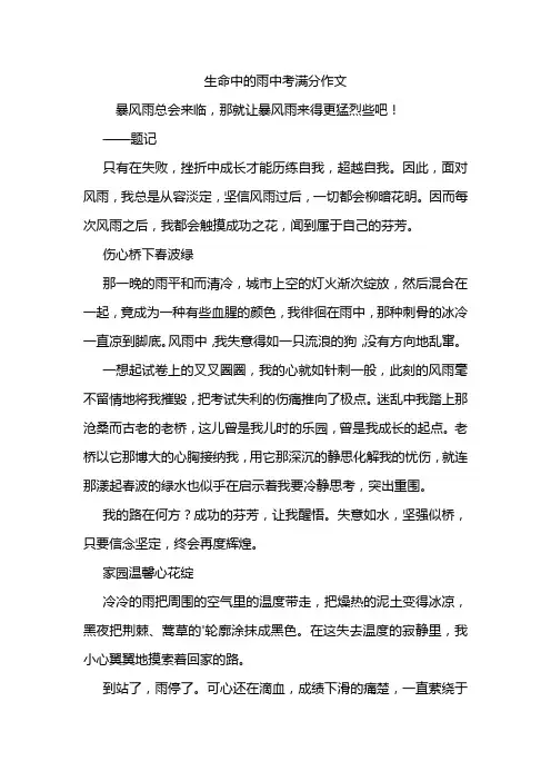 生命中的雨中考满分作文