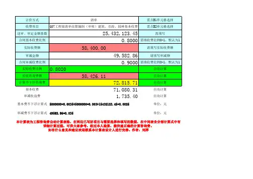渝价【2013】428号文件咨询费自动计算表