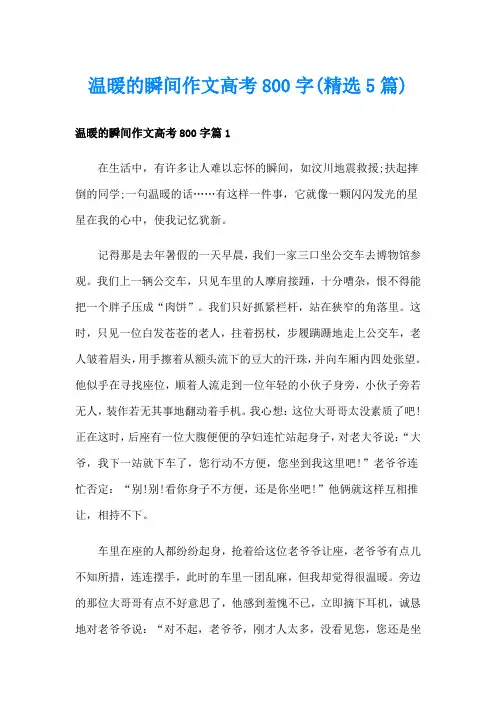 温暖的瞬间作文高考800字(精选5篇)