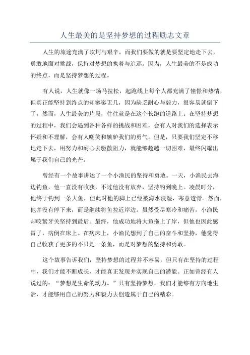 人生最美的是坚持梦想的过程励志文章