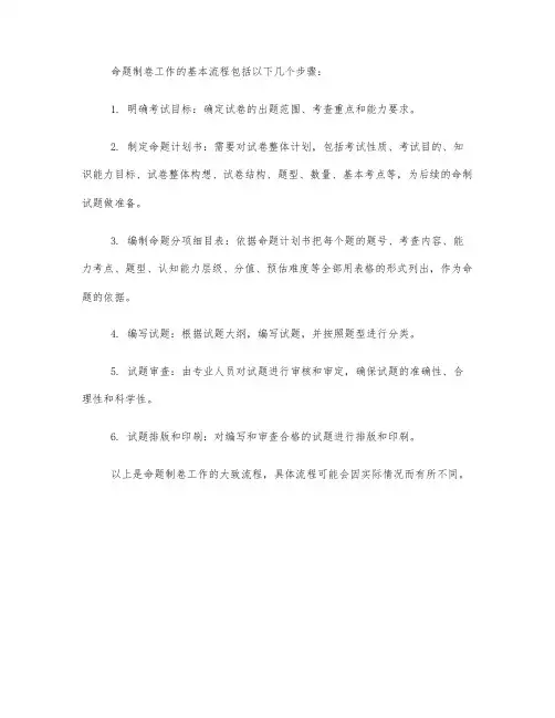 命题制卷工作流程