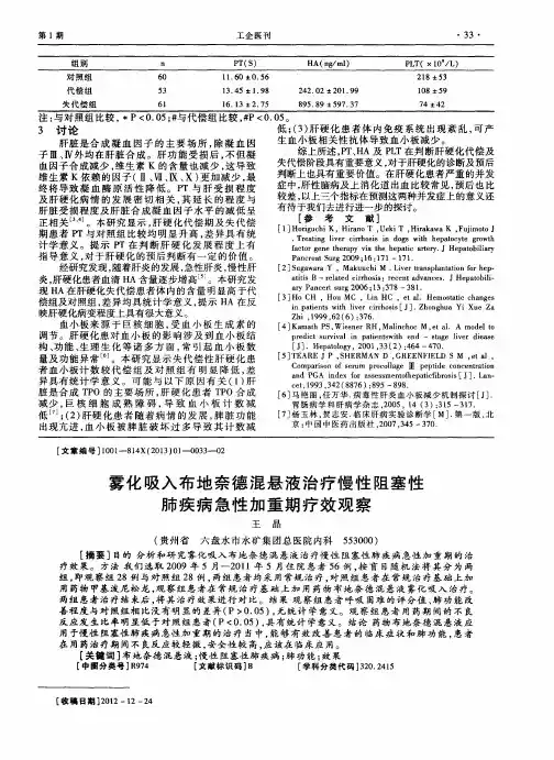 雾化吸入布地奈德混悬液治疗慢性阻塞性肺疾病急性加重期疗效观察