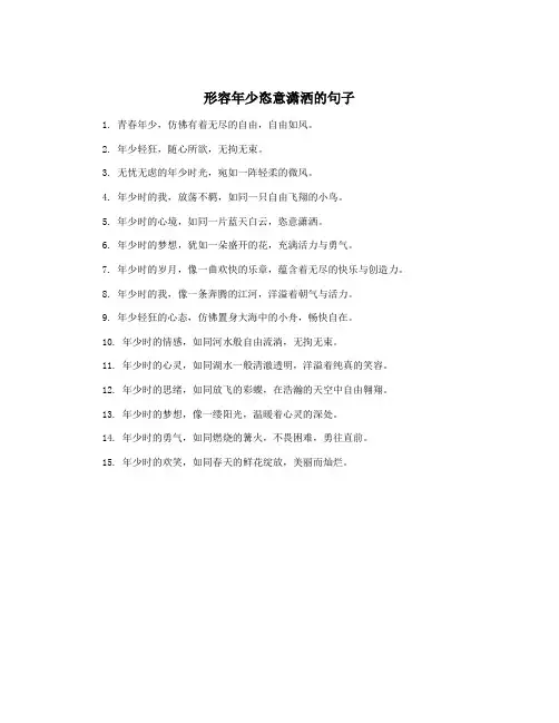 形容年少恣意潇洒的句子