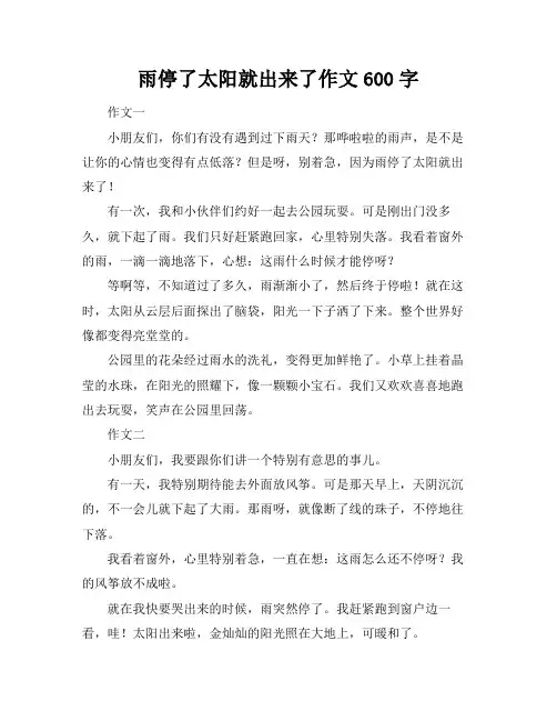 雨停了太阳就出来了作文600字
