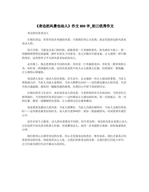 《身边的风景也动人》作文800字_初三优秀作文