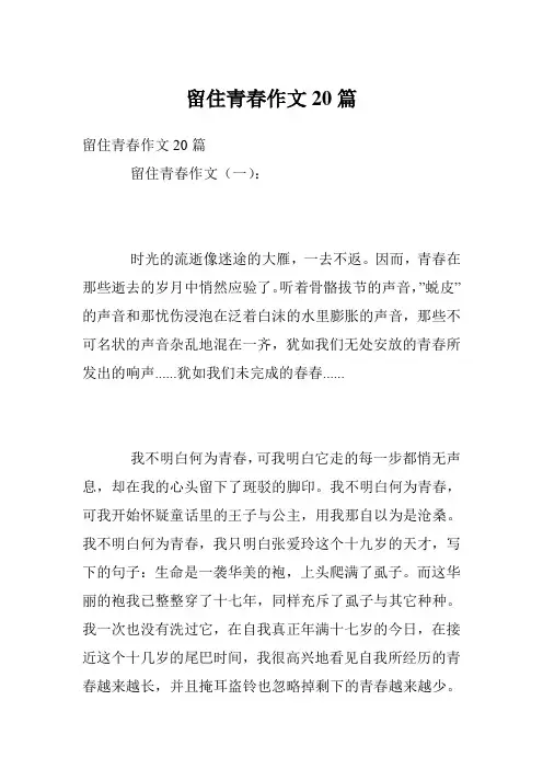 留住青春作文20篇