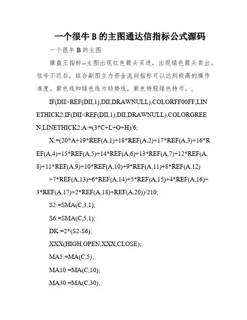 一个很牛B的主图通达信指标公式源码