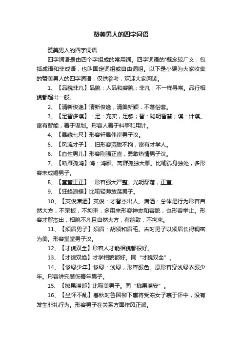 赞美男人的四字词语