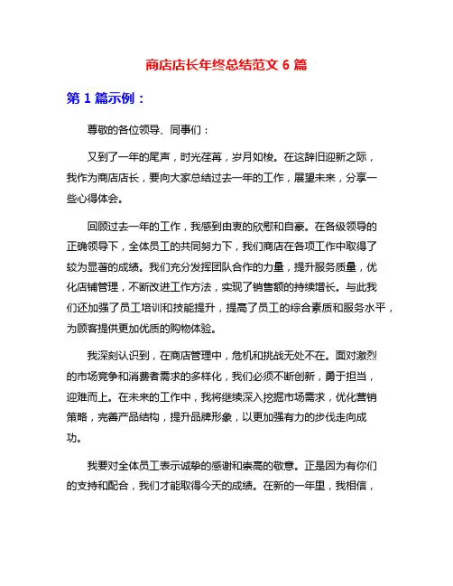 商店店长年终总结范文6篇