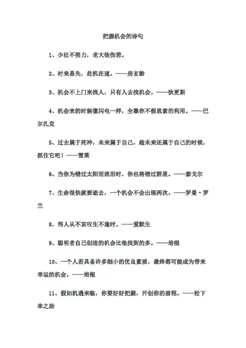 把握机会的诗句