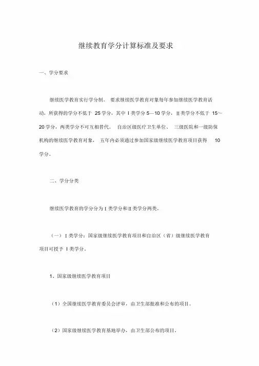 继续教育学分计算标准及要求(最新版)-(11033)