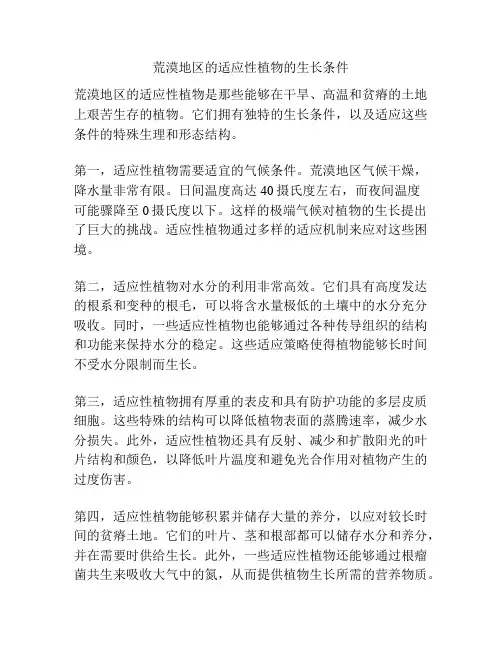 荒漠地区的适应性植物的生长条件