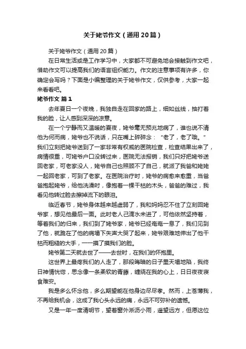 关于姥爷作文（通用20篇）