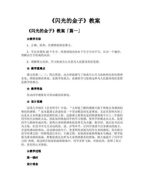 《闪光的金子》教案