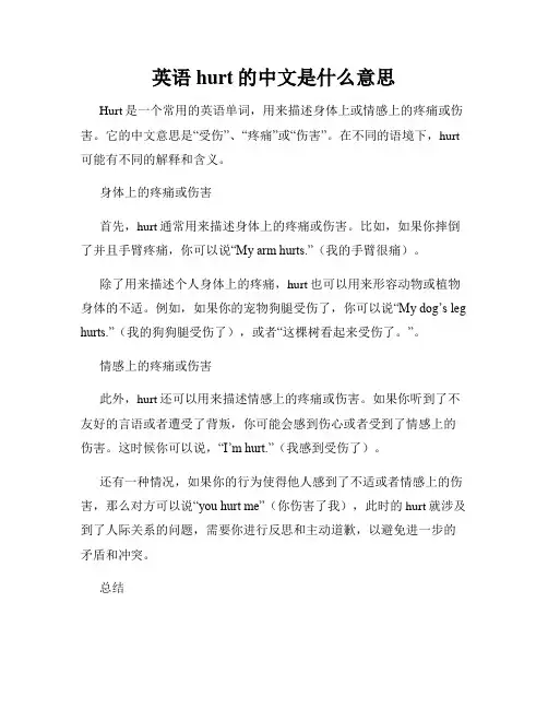 英语hurt的中文是什么意思