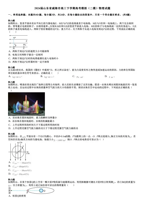 2024届山东省威海市高三下学期高考模拟(二模)物理试题